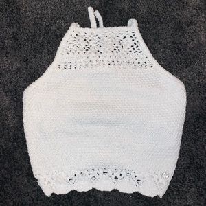 white Hollister crochet crop top